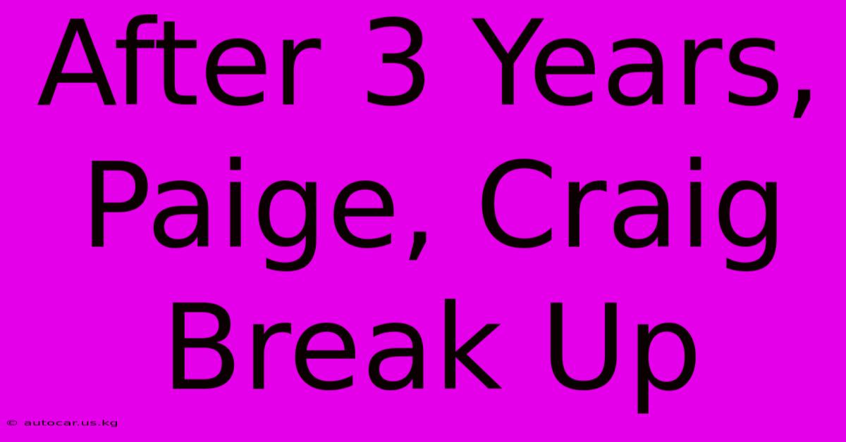 After 3 Years, Paige, Craig Break Up