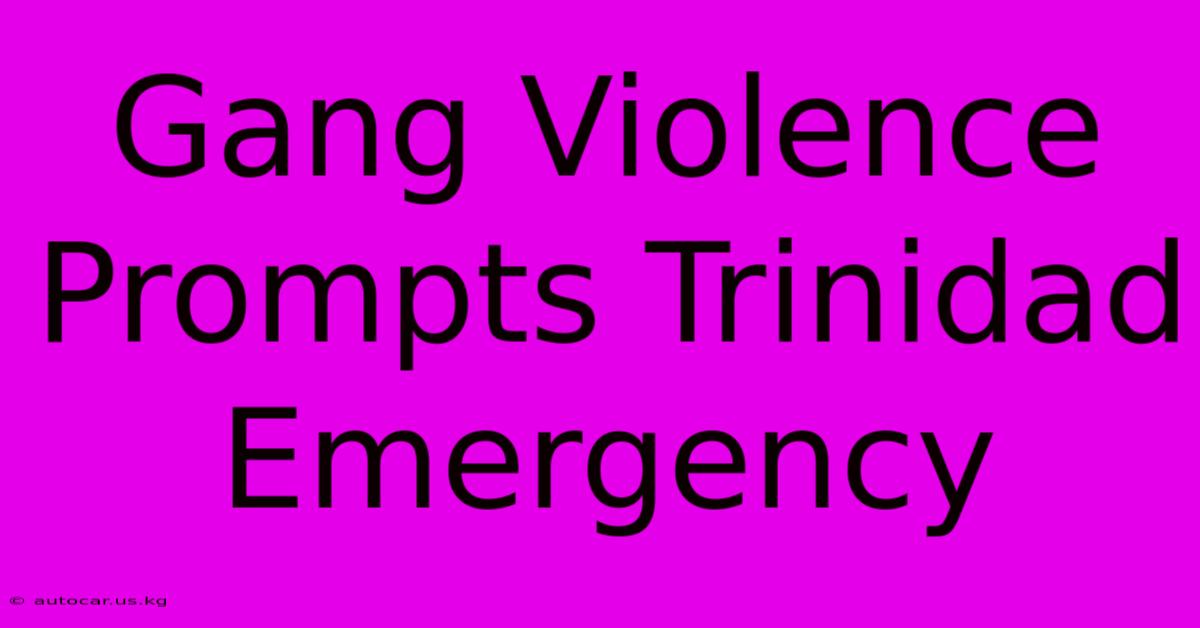 Gang Violence Prompts Trinidad Emergency