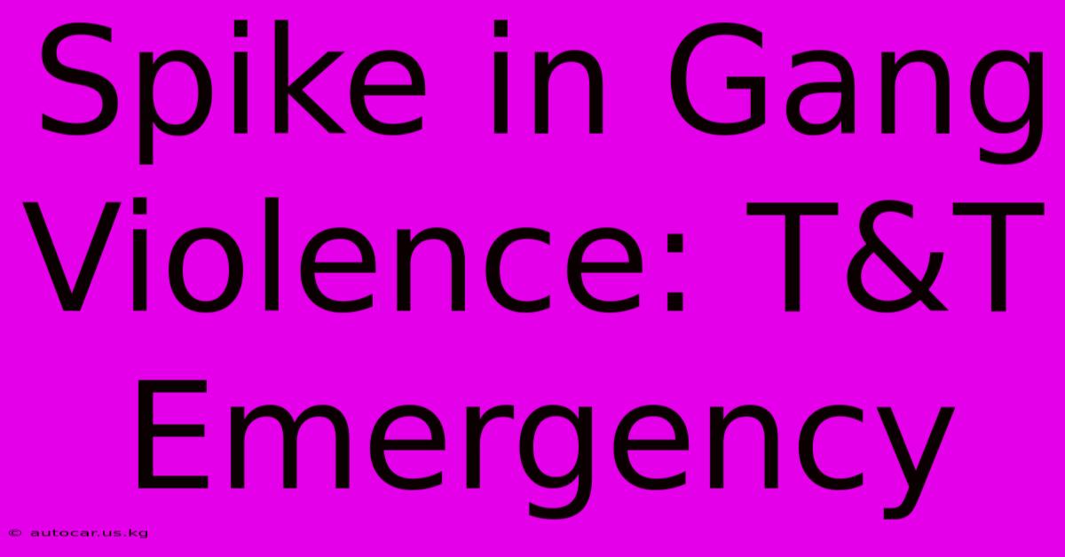 Spike In Gang Violence: T&T Emergency