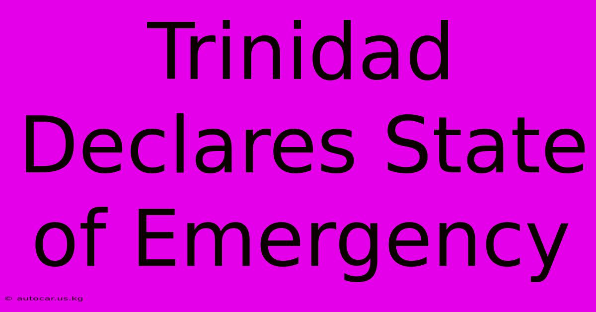 Trinidad Declares State Of Emergency